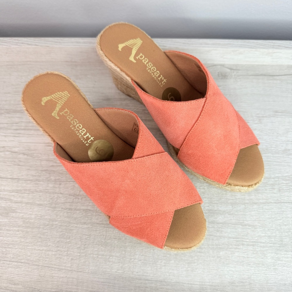 BRAND NEW! Anthropologie Paseart coral suede espadille wedge sandals size 6 - Picture 13 of 13